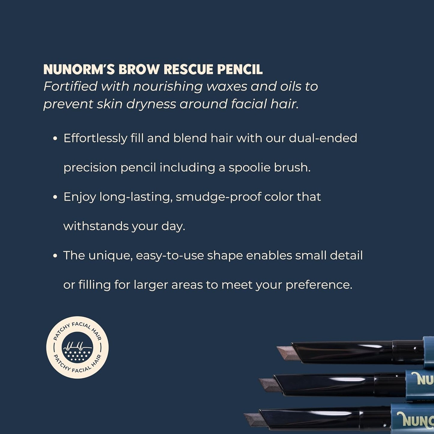 Brow Rescue Eyebrow Brush & Pencil for Men | Shape, Define & Fill - Long-Lasting Umber Formula