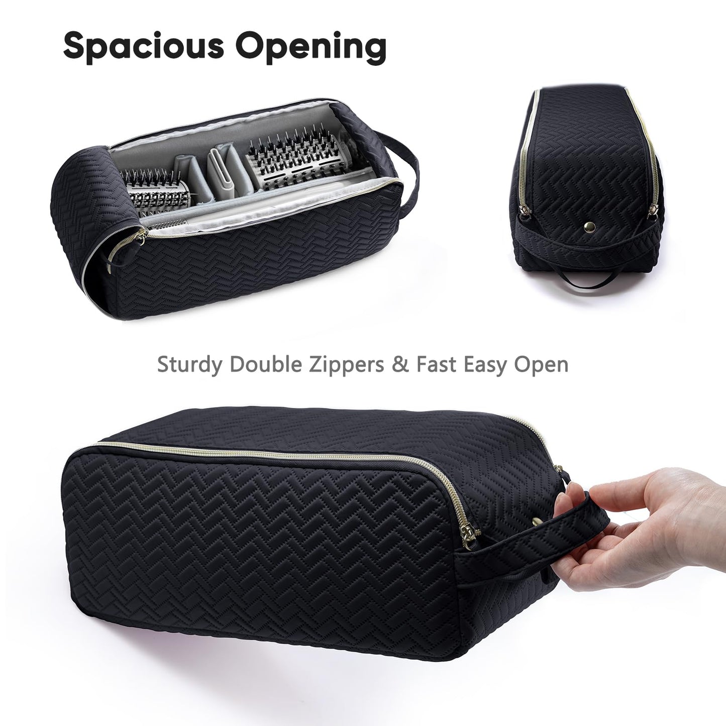 ELCUPA 2IN1 Hair Tools Travel Bag with Removable Heat Resistant Mat Curling Iron Travel Case, Hair Dryer Organizer for Flat Irons, Straighteners and Haircare Accessories, Hot Tools Travel Bag Hair
