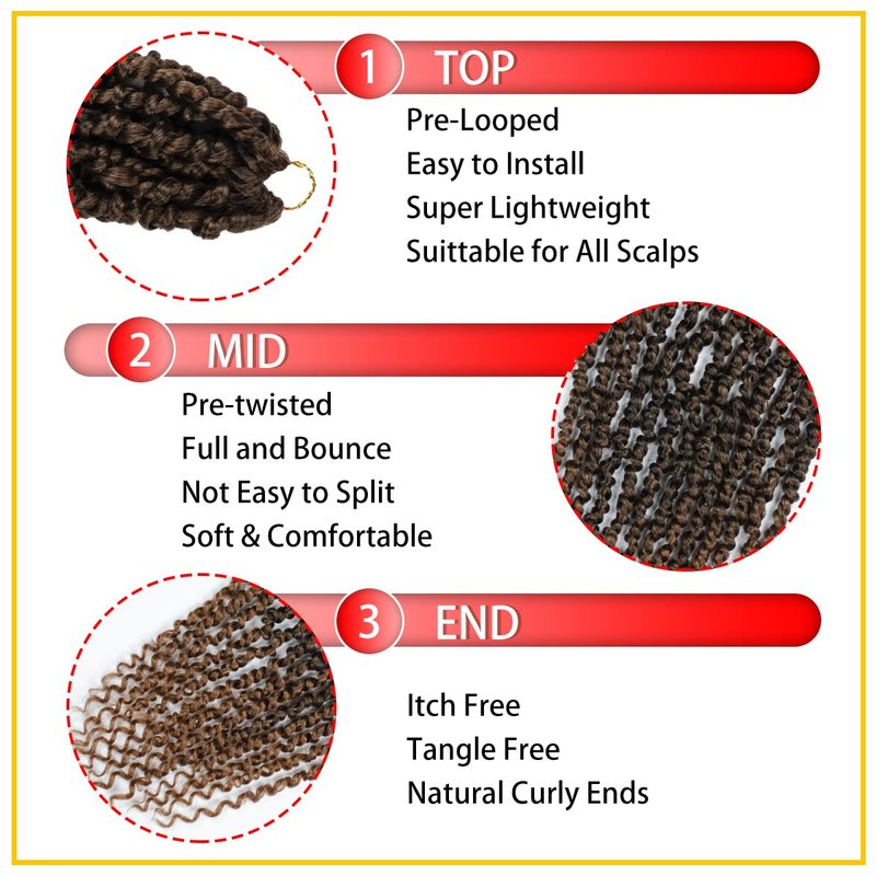 Nice One Pre-Twisted Passion Twist Hair 12 Inch, 112 Strands Short Passion Twist Crochet Hair for Women 8 Packs Ombre Brown Pre-Looped Passion Twists Braiding Synthetic Hair Extensions (12inch,T30#)