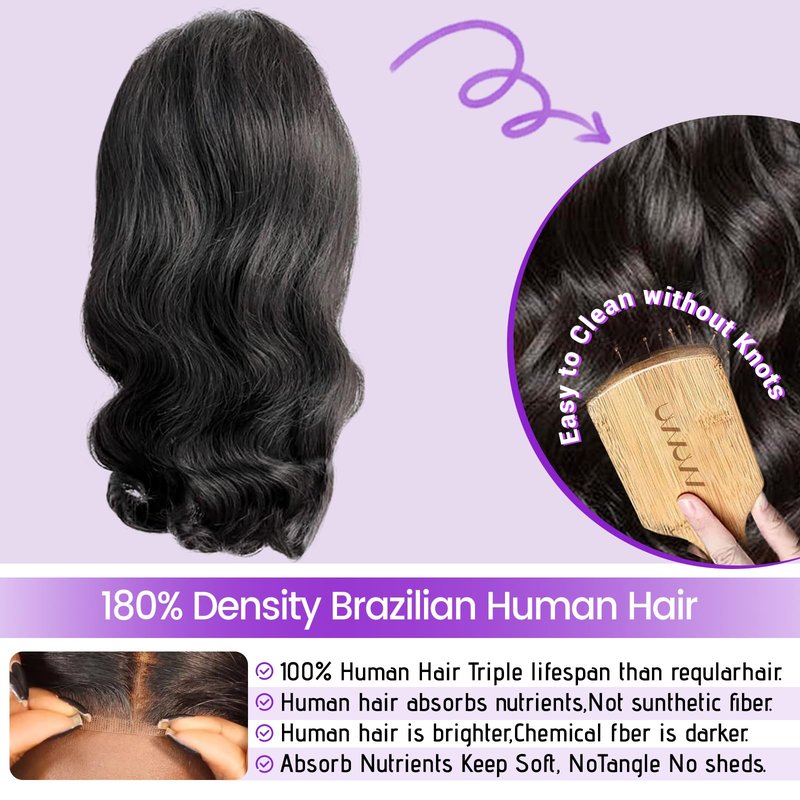 UVVUVV Bob Wig Human Hair Glueless Wigs Human Hair Pre Plucked Pre Cut 180% Density 4x4 HD Lace Closure Body Wave Bob Wigs for Black Women 8 Inch (4x4 Body Wave, 8 Inch)