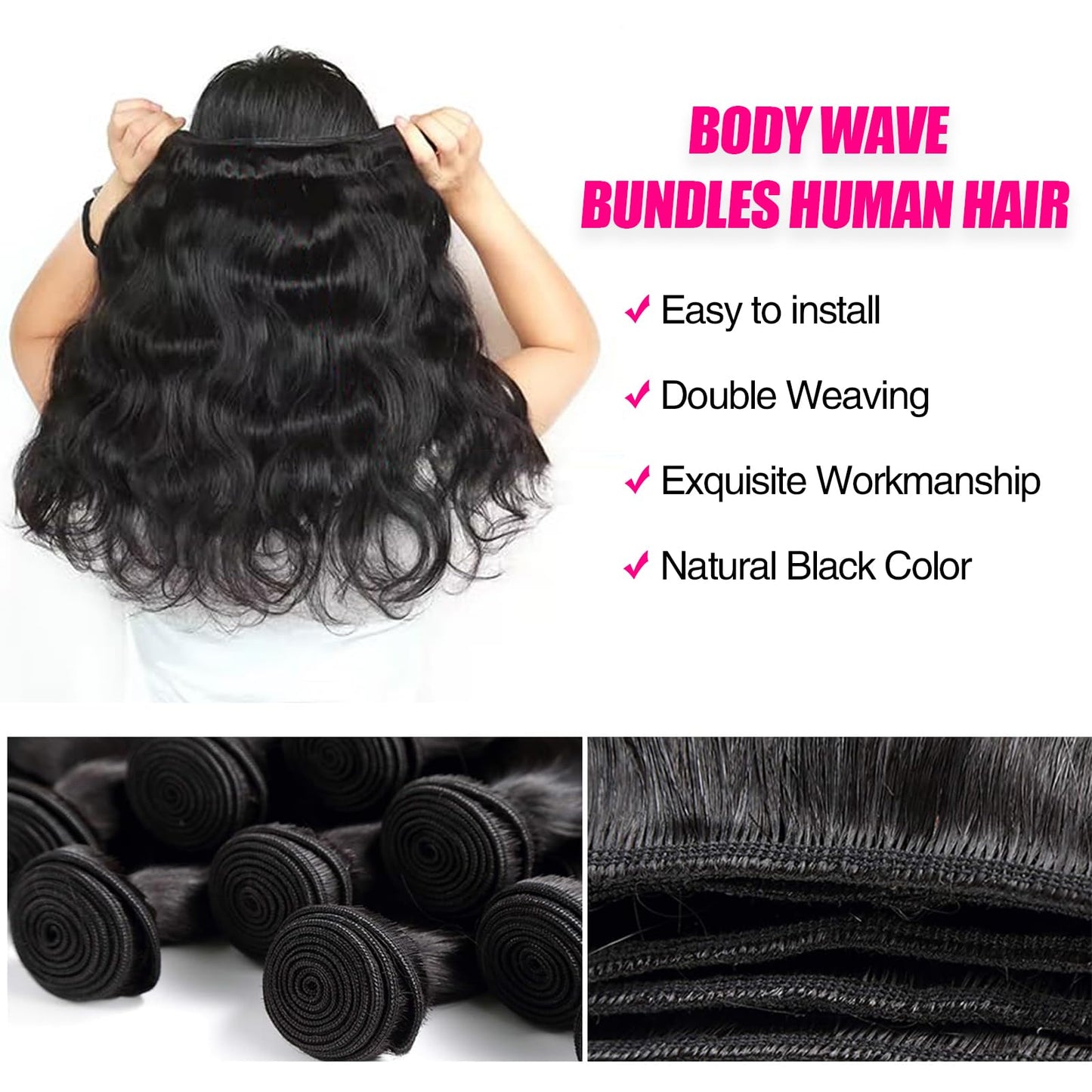 14A Body Wave Bundles Human Hair 26 Inch Single Bundles 100% Unprocessed Brazilian Virgin Human Hair Bundles Soft And Thick No Shedding No Tangle True To Length