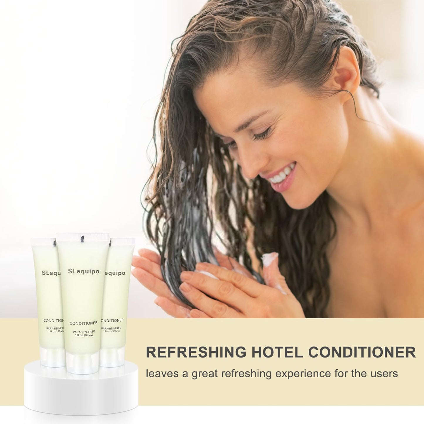 Travel Size Conditioner Bulk (1 fl oz,100 Pack), Refreshing Hotel Conditioner, Mini and Small Size Conditioner Gel, Guest Hotel Toiletries in Bulk - Mini Conditioner, Clear Container