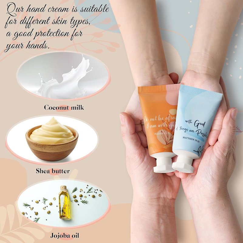 Christian Hand Lotion Set - 24 Pcs Mini Scripture Travel Creams for Women | Perfect Religious Gifts for Teachers, Students & Coworkers