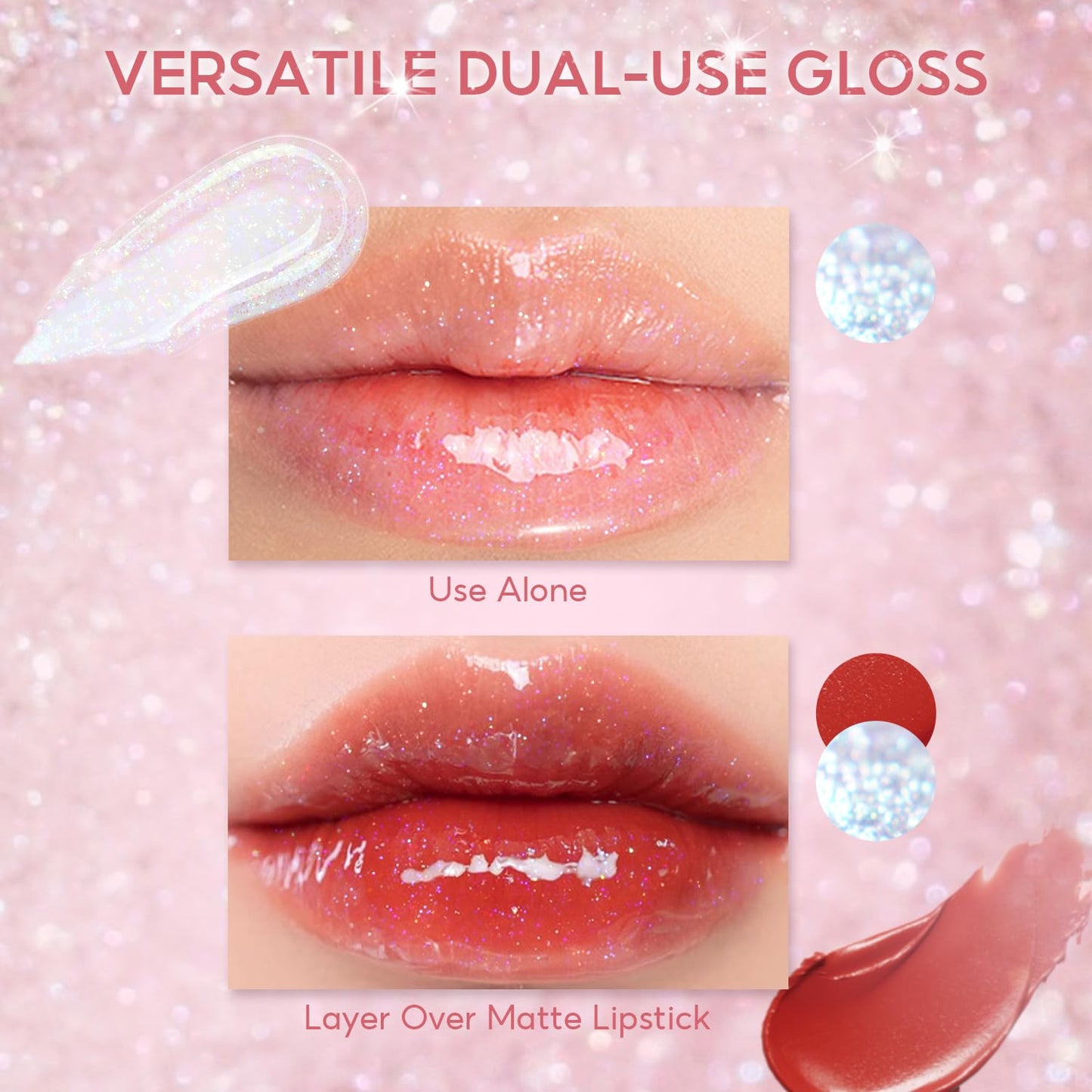 FelinWel Super Sparkly Lip Gloss, Shining and Nourishing, Fresh Texture, Buildable Formula, One for Multipurpose, 03# Cherry Glaze