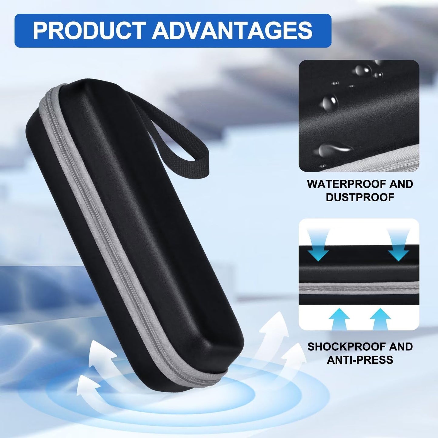 Toothbrush Travel Case for Oral-B/Oral-B Pro 1000 1500 5000 7000 7500 6000 9600/ Phlips Sonicare 4100 5100 1100 6100 5300 Electric Toothbrush, Portable Hard Protective Storage Bag (Black)