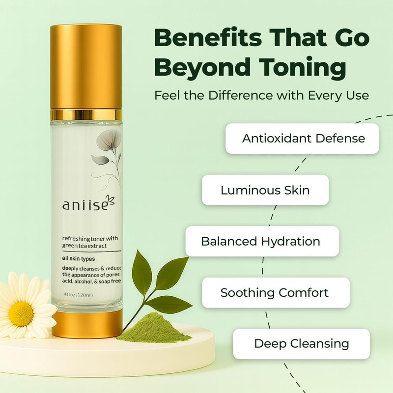 Green Tea Extract Facial Toner - Purifying & Hydrating Skin Care for All Types | 1 fl oz (30 mL)