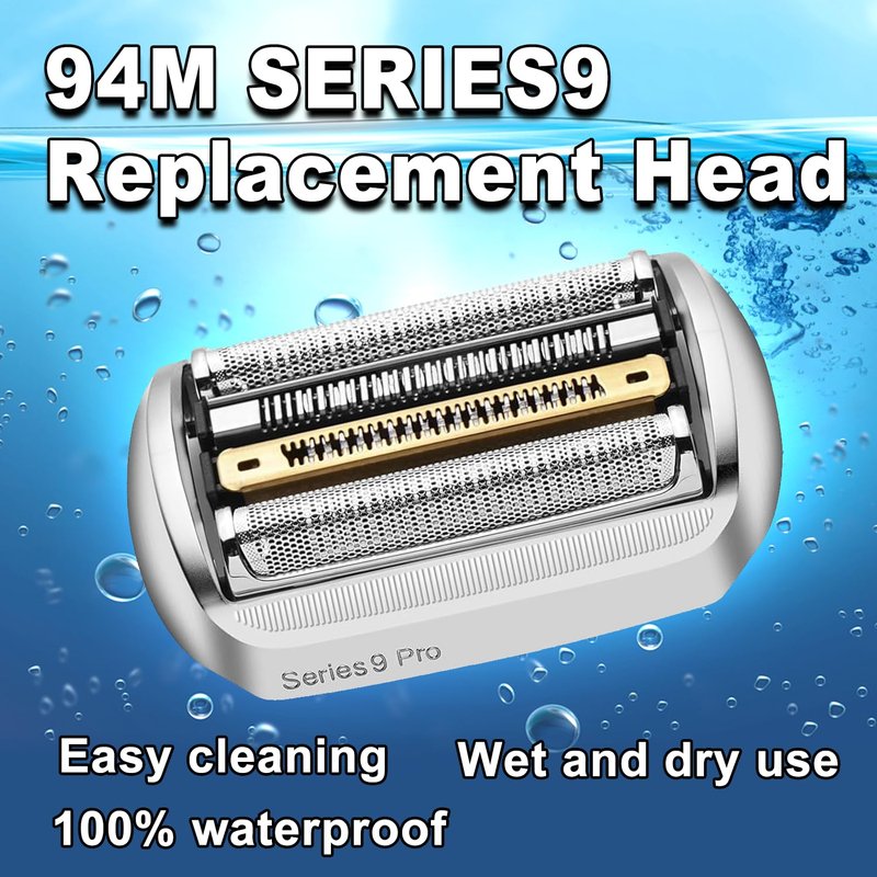Series 9 94M Electric Shaver Head Replacement Part 94M Silver, Compatible with Braun Series 9 Pro and Series 9 Electric Razors 9290cc, 9291cc, 9370cc, 9293s, 9385cc, 9390cc, 9330s