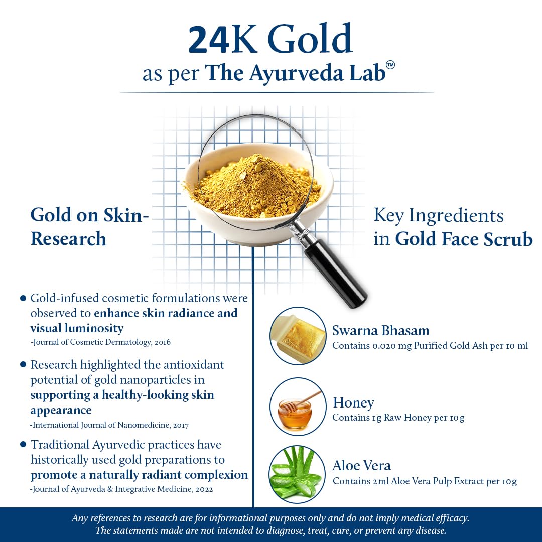 Blue Nectar Gold Face Scrub for Glowing Skin | Cleanser & Exfoliating Scrub with Aloe Vera, Walnut & Kumkumadi for Men & Women | Ayurvedic Tan Removal (12 Herbs, 1.7 Oz)