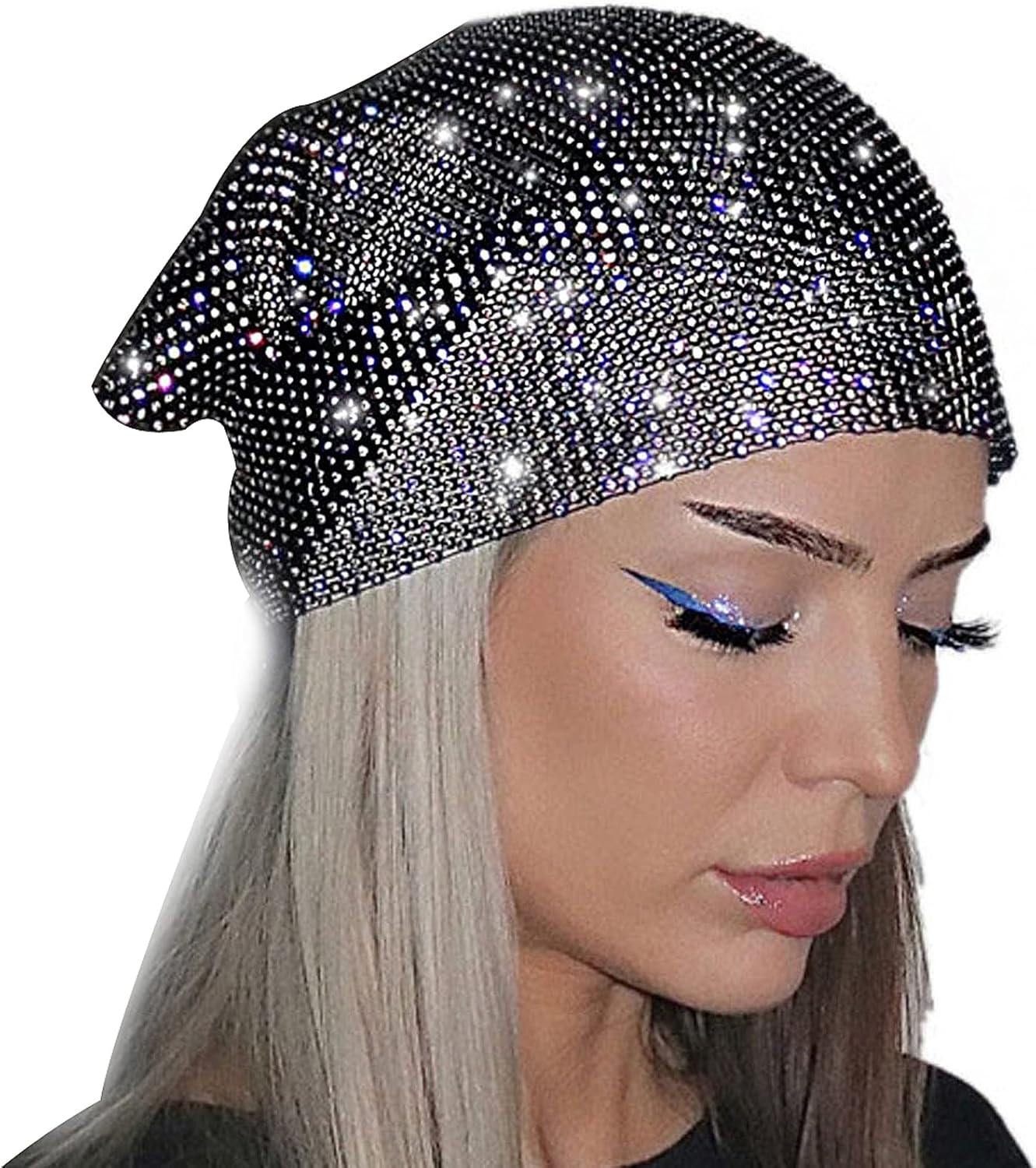 Rhinestone Mesh Headband - Sparkly Crystal Hair Scarf for Parties & Nightclubs | Stylish Turban Bandana
