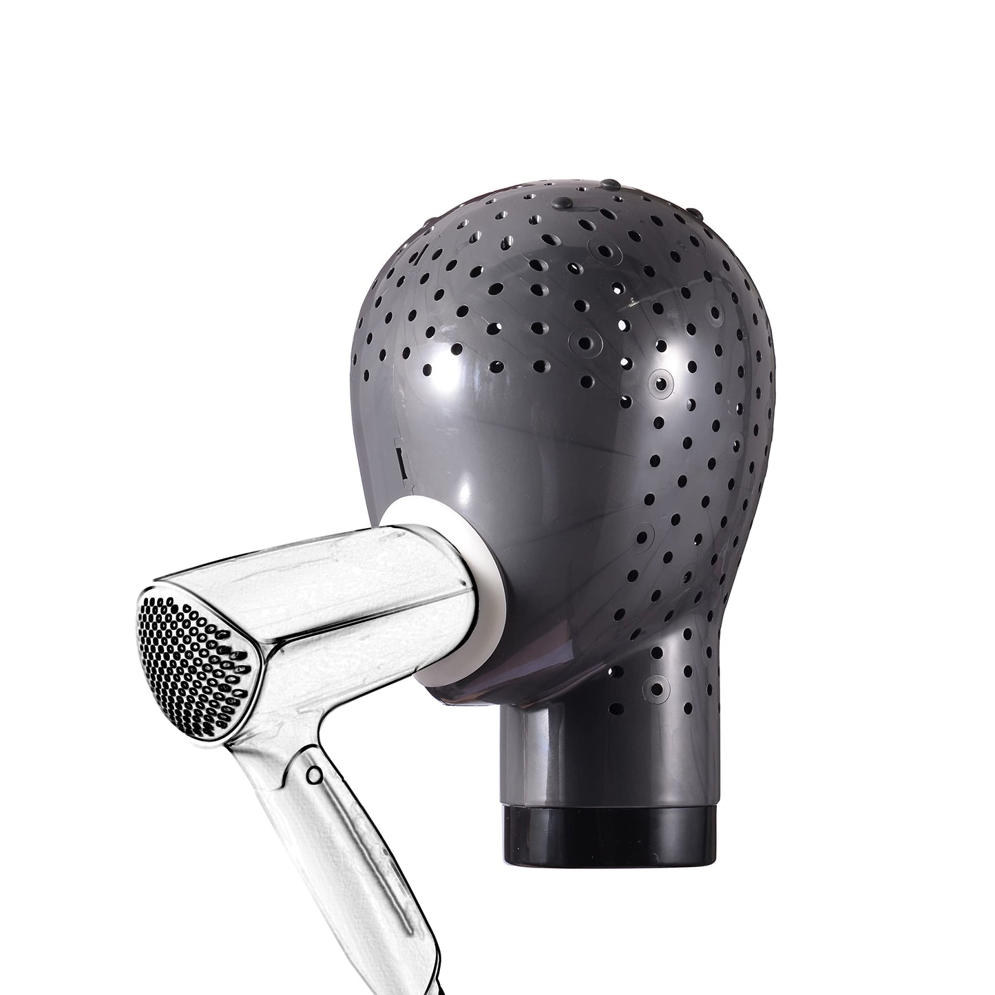 Maxsirui Wig Head Stand - Fresh Holder With Mannequin for Drying and Styling Hair, Scalp Cap Net, Dryer With Holes (Dark Grey)