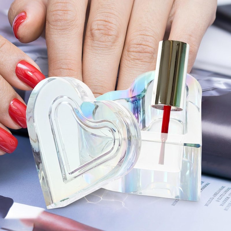 Heart Shaped Glass Nail Dish with Lid - 2.75 Inch Crystal Dappen Dish for Manicure & Nail Art