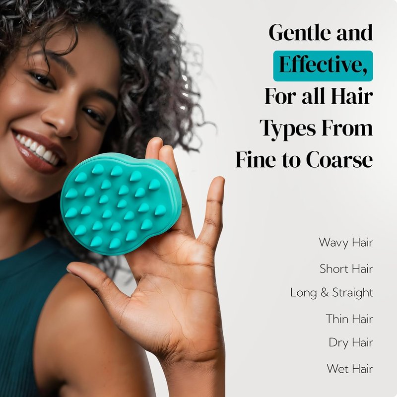 HEETA Hair Scalp Massager Shampoo Brush - Soft Silicone Bristles for Dandruff Removal | Waterproof, 2 Pack (Green & Black)