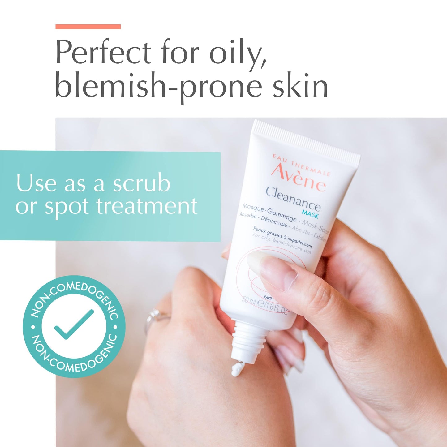 Avène - Cleanance MASK - Clay Exfoliating Mask Scrub - Pore Cleansing - For Oily, Blemish-Prone Skin - 1.6 Fl Oz