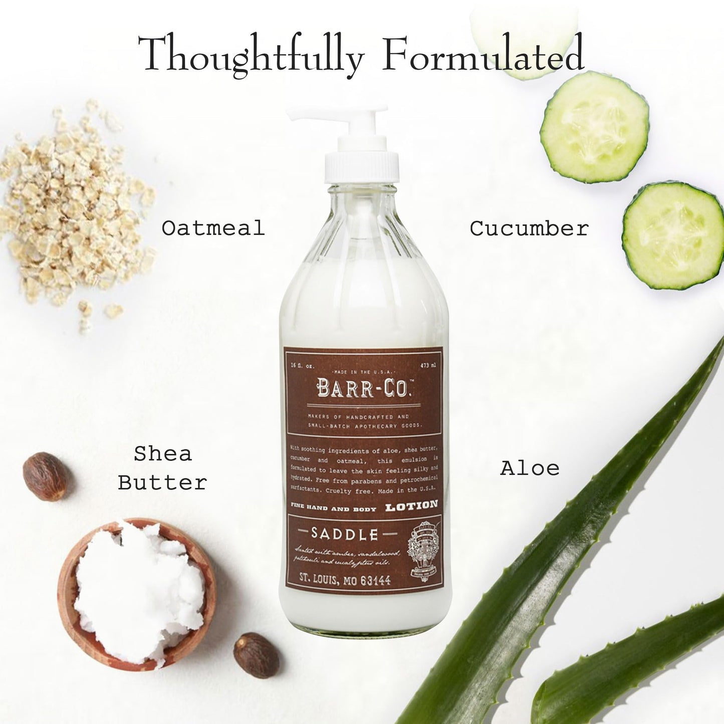BARR-CO. Saddle Scent Shea Butter Lotion, Amber Scent with Sandalwood & Musk, Shea Moisturizing Lotion for Sensitive Skin, 16 fl oz