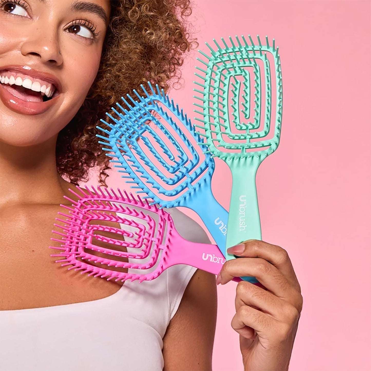 FHI Heat UNbrush Flex Detangling Brush — Ultra-Flexible, Pain-Free Hair Brush Detangler with DuoFlex Anti-Static Bristles for Removing Tangles, Massaging Scalp & Faster Styling - Teal