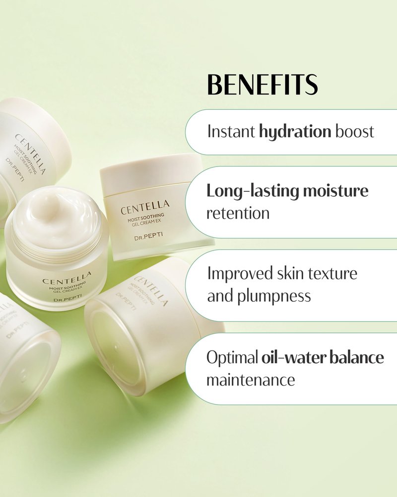 dr.pepti Centella Cooling Gel Cream – 72.5% Centella & 10-Type Hyaluronic Acid – Water-Gel Moisturizer with Soothing Cooler Ex® for Reactive, Sensitive & Post-Retinol Skin, No Pilling, 2.37 fl oz