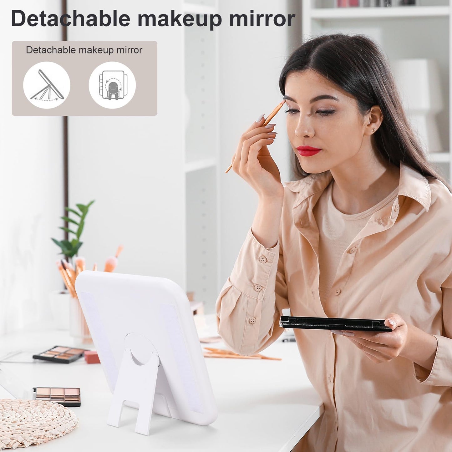 Pretty Comy Travel Makeup Bag with Led Mirror, Portable Makeup Train Case Led Makeup Bag with Mirror Makeup Organizer Bag Travel Organizer Bag Makeup Case Ideal Gifts for Mother Women Girls, Black