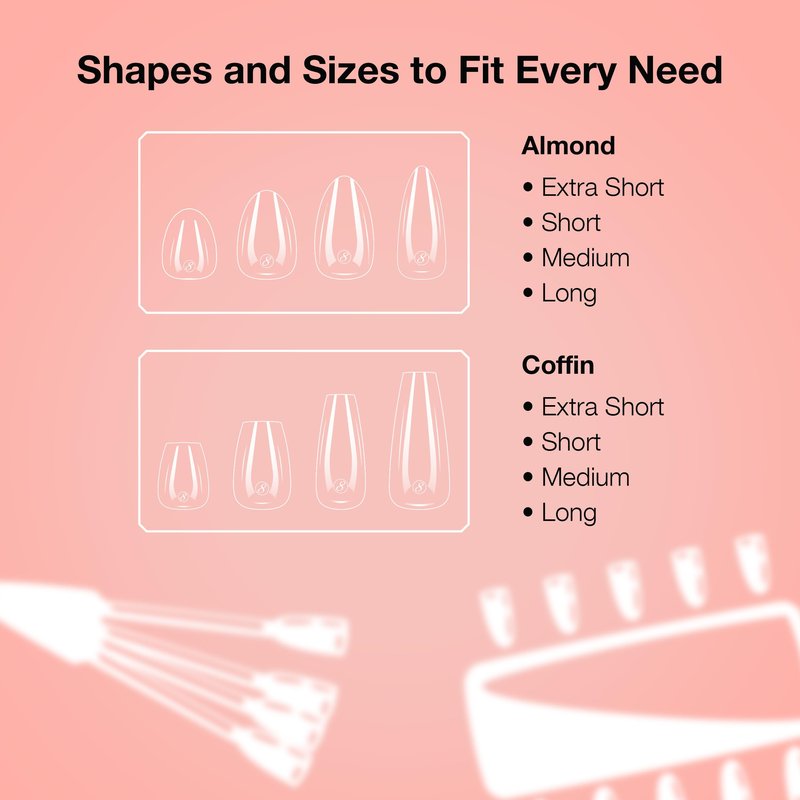 Cre8tion Soft Gel Nail Tips, Medium Stiletto Shape, 602 Tips in 14 Sizes (00-9) for Professional Nail Extensions