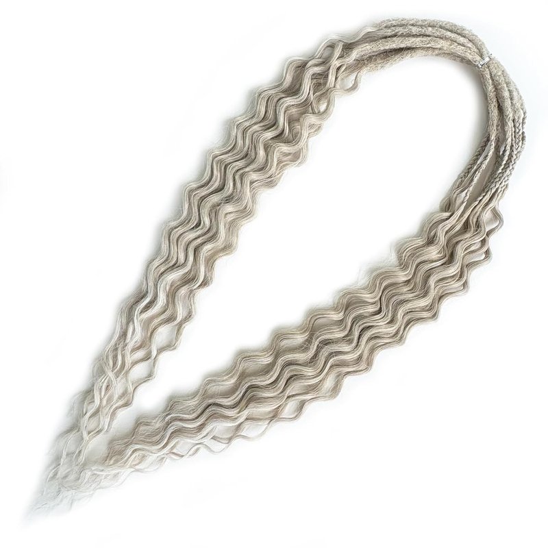 Curly Dreadlock Extensions - Boho Style Double Ended Synthetic Dreads | 26 Inches, 10 Strands, Soft (T17/56)