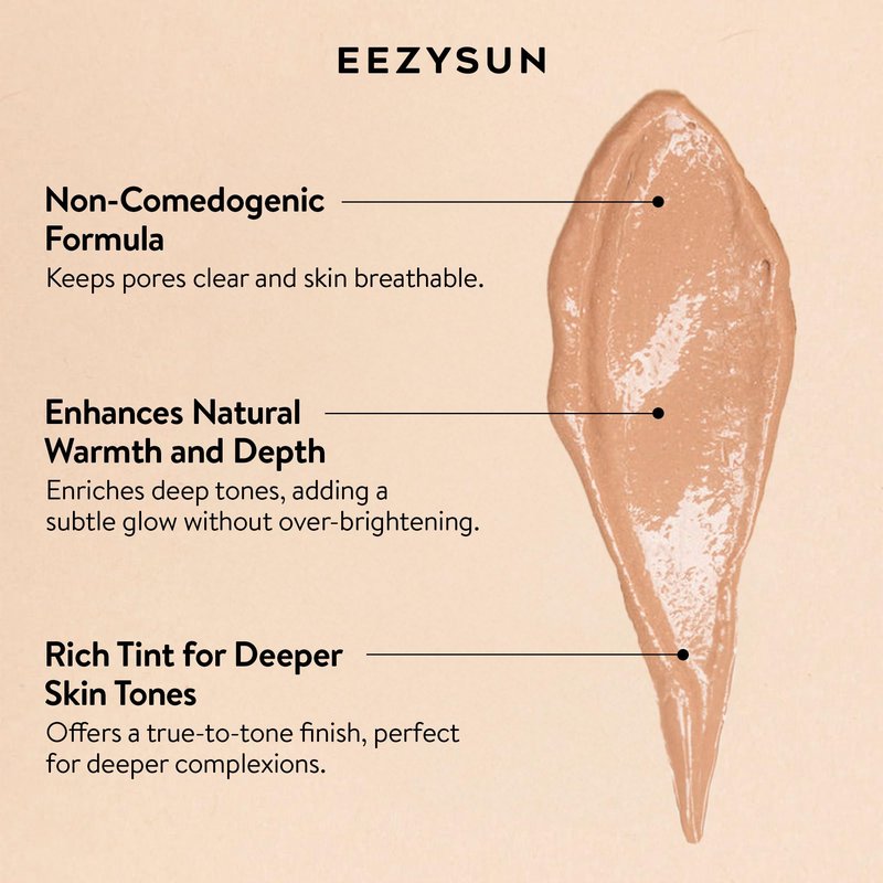 EEZYSUN BARE Tinted Sunscreen for Face SPF 50 - Non-Greasy, Weightless, Water-Resistant, Vegan & Reef-Safe Tinted Moisturizer with SPF, Hyaluronic Acid, Jojoba Oil - All Skin Types, 1.69 fl oz - Tan