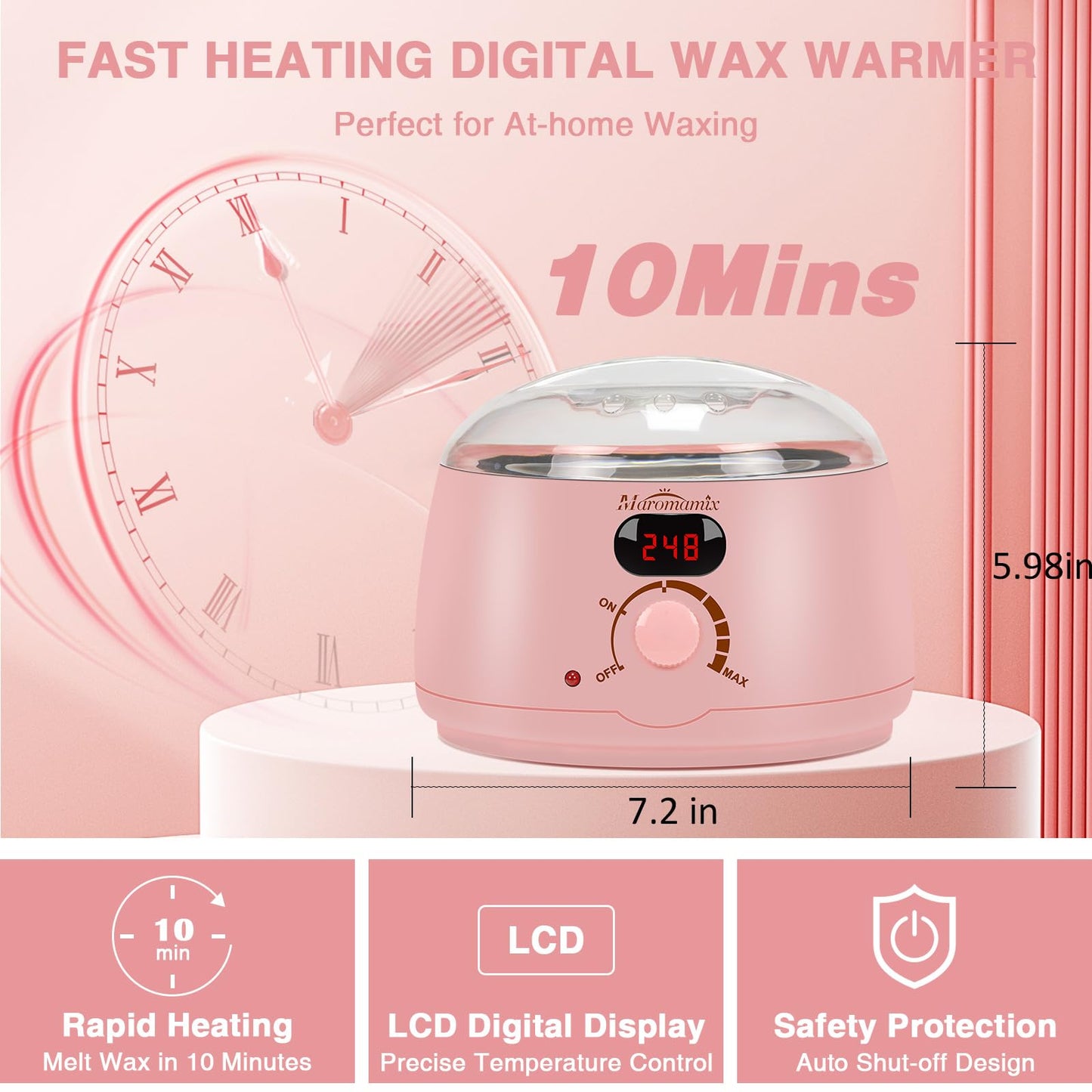 Waxing Kit -Digital Wax Warmer Machine for Hair Removal with 4 Packs of Hard Wax Beads & Silicone Pot for Full Body, Legs, Face, Eyebrows, Bikini, Brazilian at Home Waxing Kit for Women Mothers Day