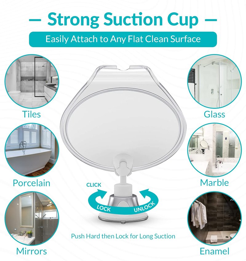 PROBEAUTIFY Fogless Shower Mirror for Shaving - Strong Suction, Razor Holder & 360 Degree Rotation Shower Shaving Mirror - Fog Free Mirror for Shower & Shaving Mirror - Men & Women