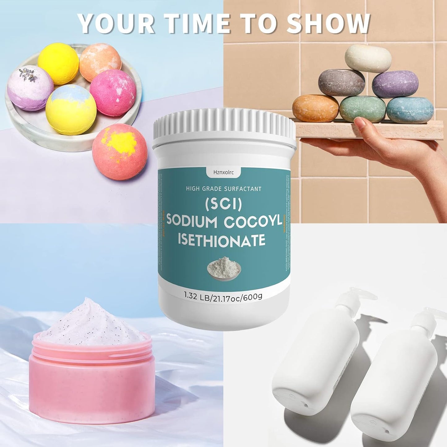 Sodium Cocoyl Isethionate Powder - Premium SCI for Bath Bombs & Truffles | 21.17 oz, Biodegradable, Gentle on Skin
