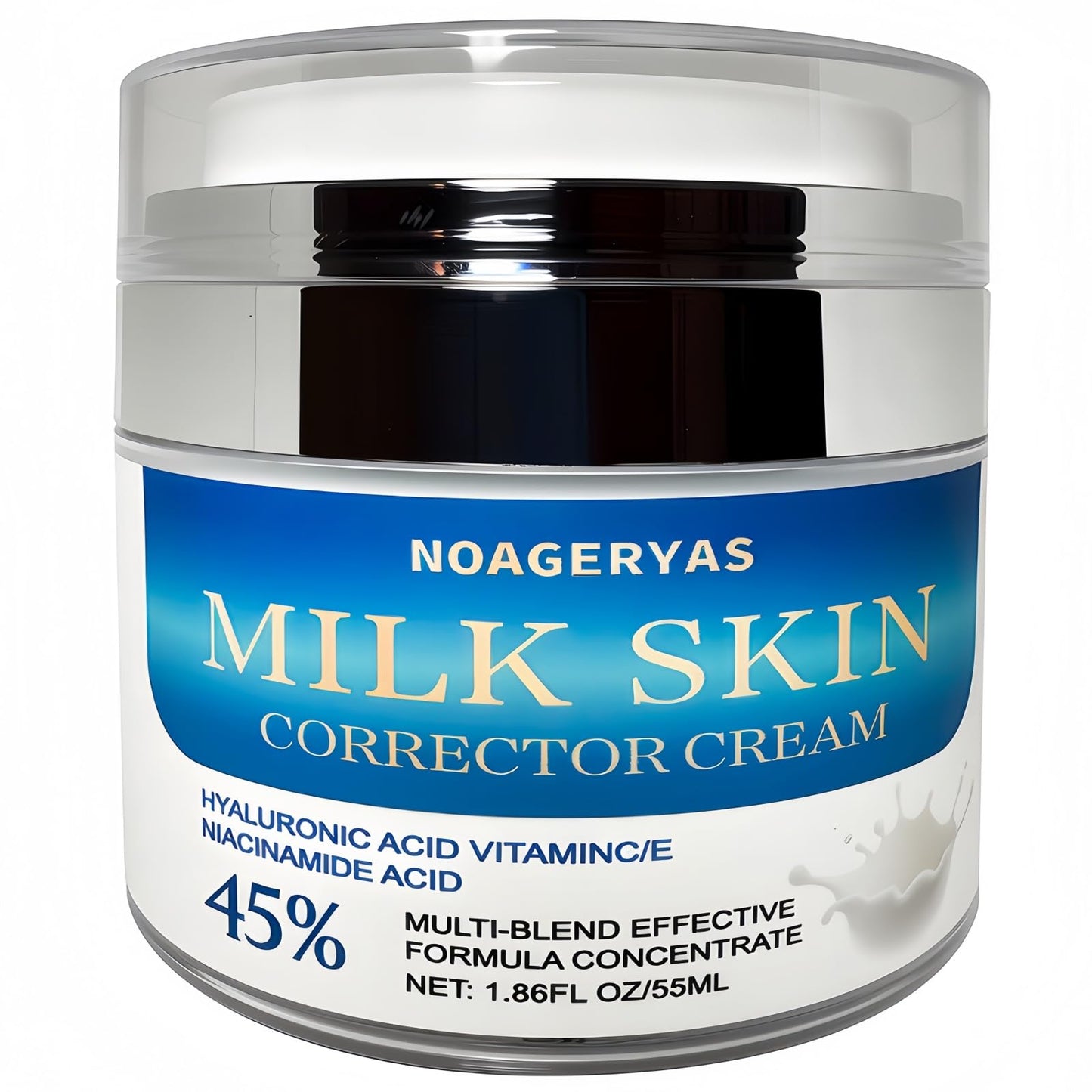 NOAGERYAS Corrector Cream with Hyaluronic Acid, Vitamin C, Niacinamide & 45% Multi-Action Concentrate - Reduces Fine Lines & Acne Scars for Smooth, Milk-Like Skin - 1.86 oz