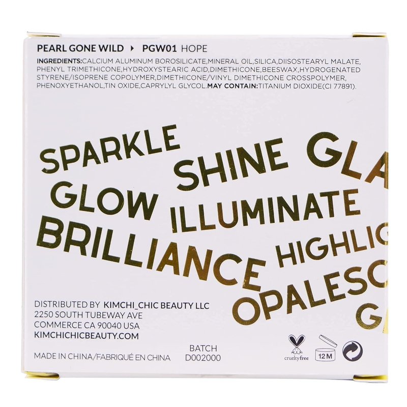 KimChiChic Beauty Pearl Gone Wild Highlighter - Pressed Shimmer Powder for Face & Body, Iridescent Glow, with Mirror, Cruelty Free, Hope Blue Iridescent 0.32oz
