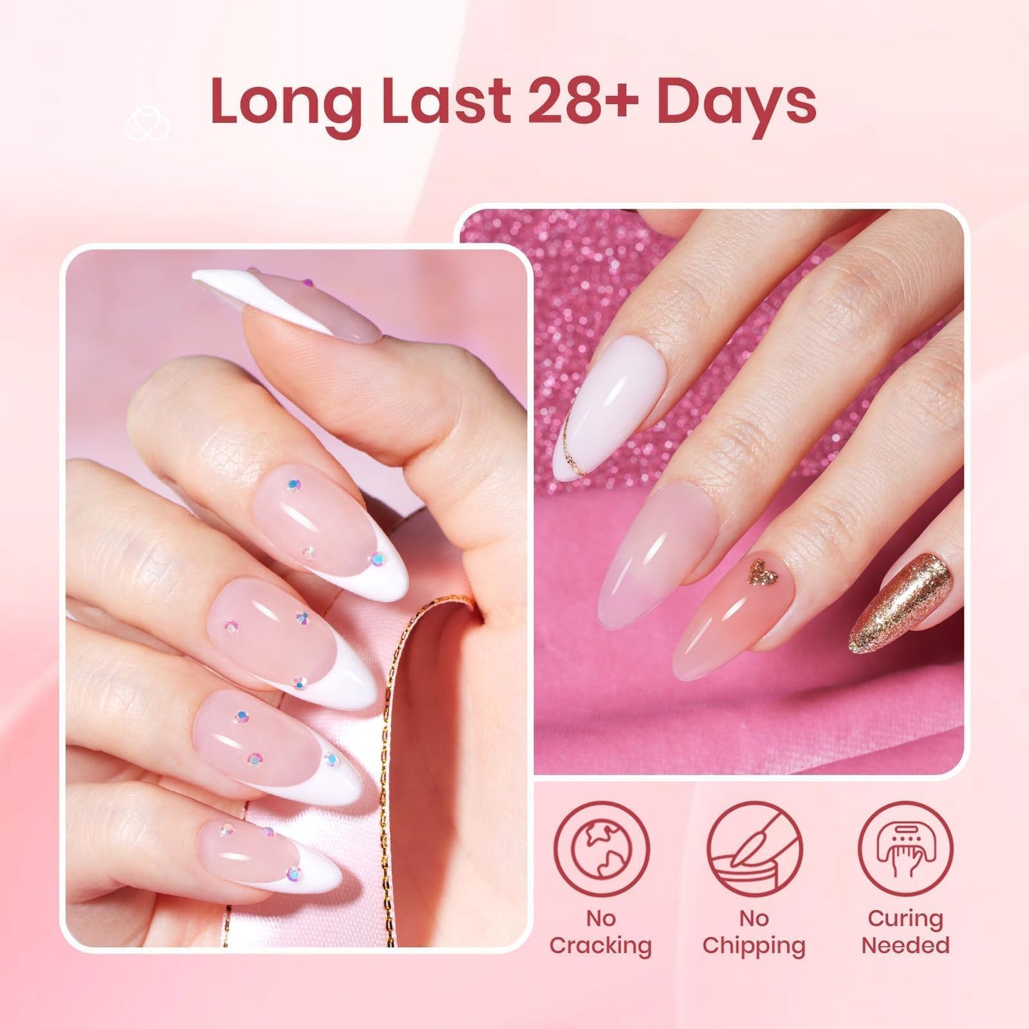 Beetles 22 Colors Poly Extension Gel Nail Kit With U V Lamp Jelly Nude Pink All In One Poly Nail Gel Starter Kit With Base Top Coat Manicure Salon Gift for Women Girls