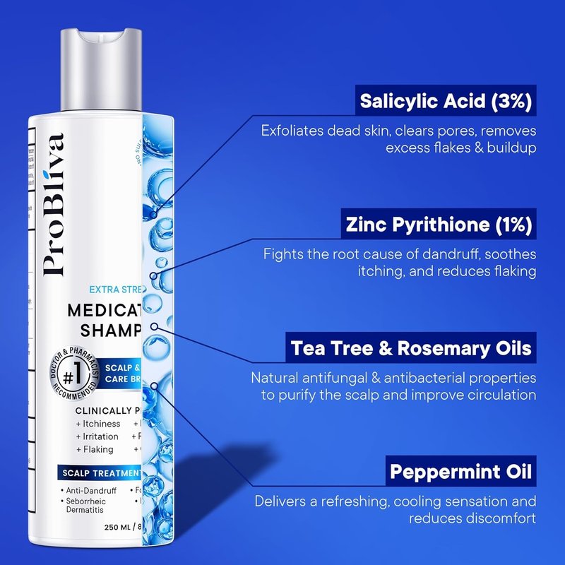 ProBliva Anti-fungal Shampoo & Conditioner Set: Supports Relief for Dry, Flaky Scalp & Itchy Bumps - Nourishing Oils for Thicker-Looking, Healthy Hair