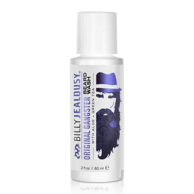 Billy Jealousy Original Gangster Beard Kit with Trave Size Beard Wash, Oil and Titanium Keychain Comb to Cleanse, Stengthen & Soften Facial Hair, Oud Wood Scent