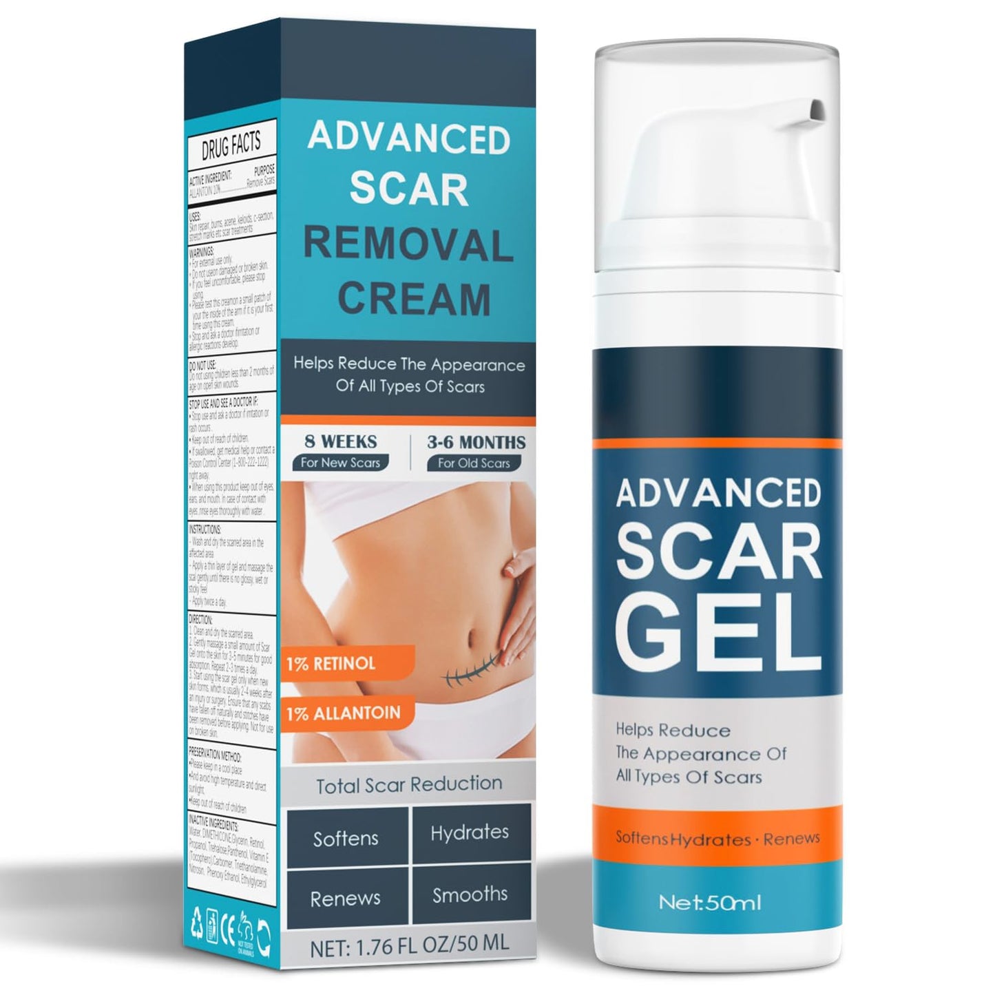 Scar Cream - Advanced Scar Gel for Old & New Scars | Professional Removal for Face, Body, Acne & More - 1.76oz