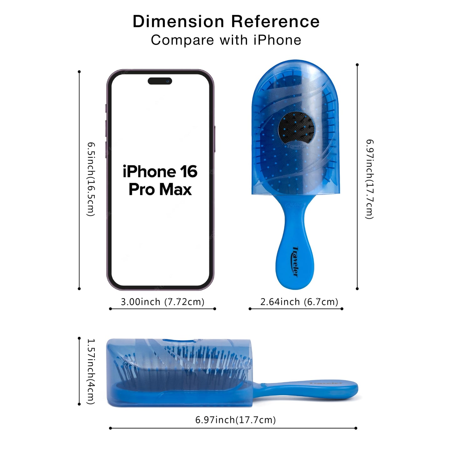 NuWay Traveler Detangling Hair Brush – Compact Travel Hairbrush for Purse, Gym & Daily Carry, Gentle Scalp Care for Wet or Dry Hair