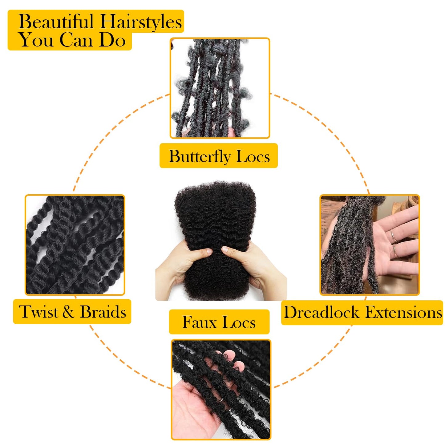 Afro Kinky Bulk Human Hair - 100% Natural Black 18 Inch | Perfect for Micro Locs, Twist Braiding & Dreadlocks