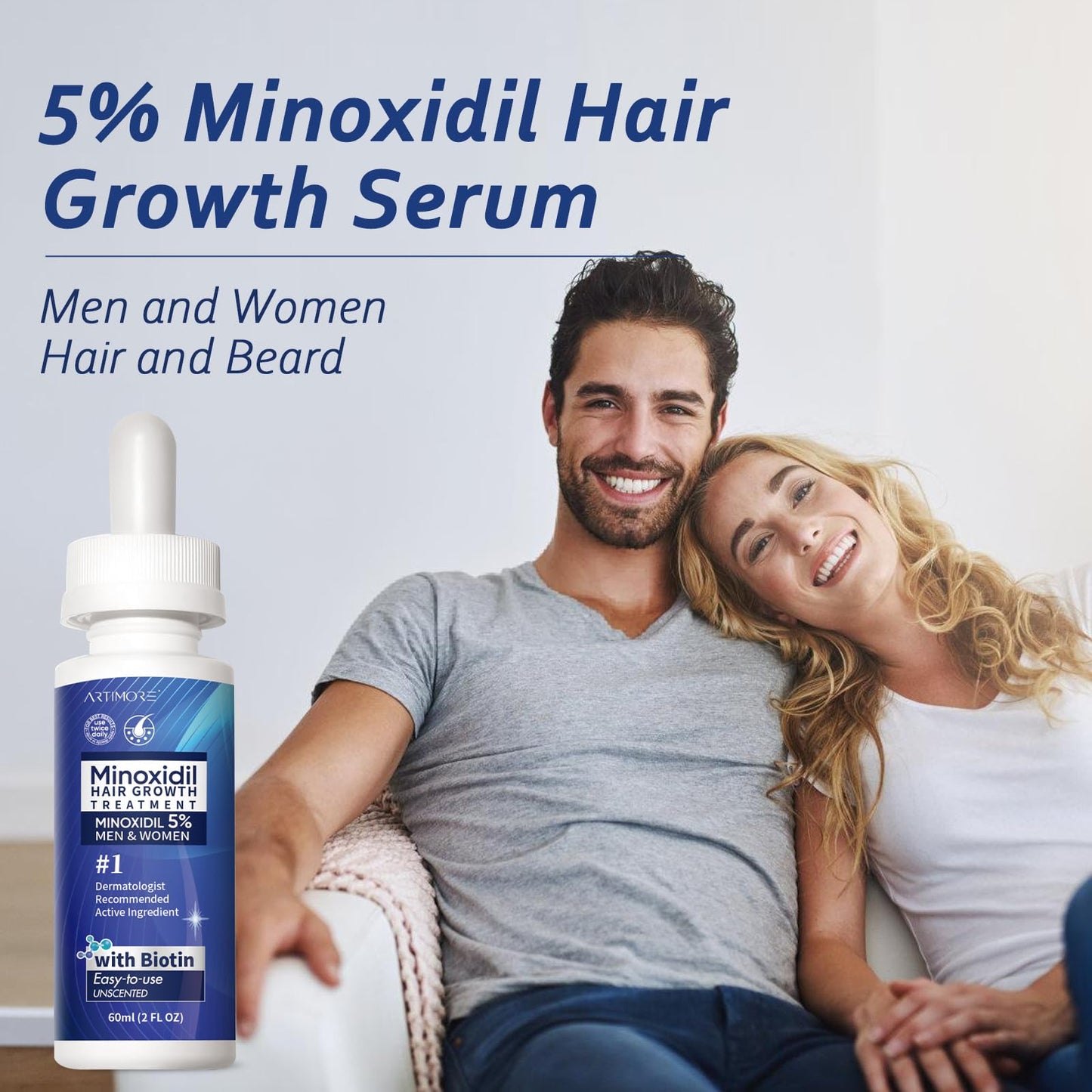 5% Minoxidil Hair Growth Serum for Men & Women with Biotin: Minoxidil for Men and Women, 5 Percent, Hair Regrowth Treatment, Extra Strength