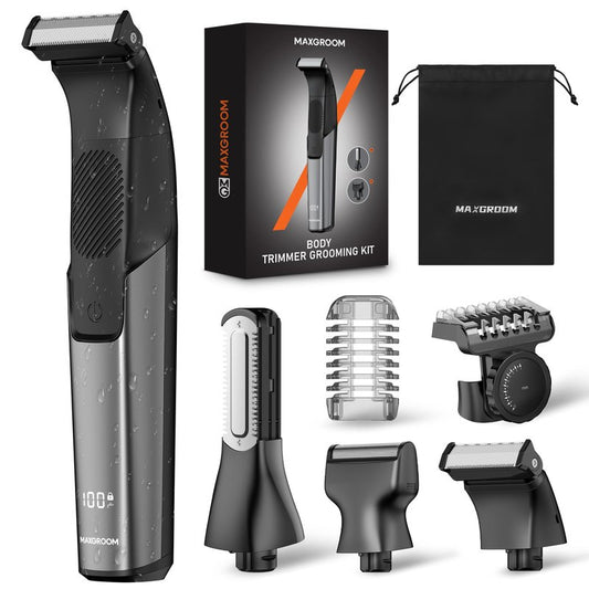 Manscape Body Hair Trimmer for Men 3-in-1 Groin, Pubic & Ball Trimmer with Skin Safe No-Nick Blades, IPX6 Waterproof Wet/Dry Electric Shaver for Chest, Underarms, Legs, USB-C Rechargeable Grooming Kit