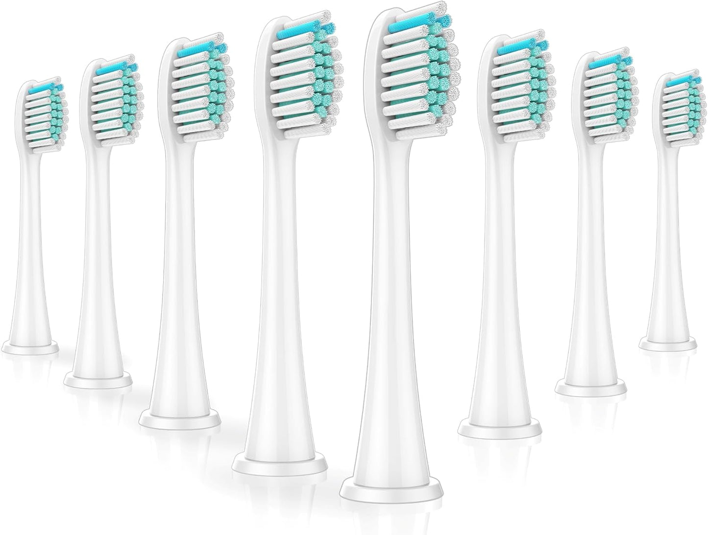 Philips Sonicare Toothbrush Replacement Heads - 8 Pack, White | Compatible with Click-On Handles 1100, 2100, 4100, 5100, 6100