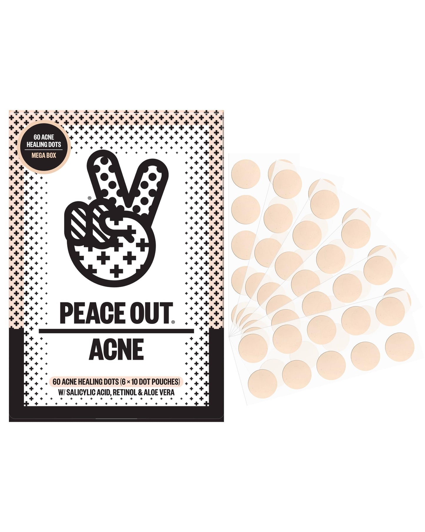 PEACE OUT Acne Healing Dots Hydrocolloid Pimple Patches (60 count)