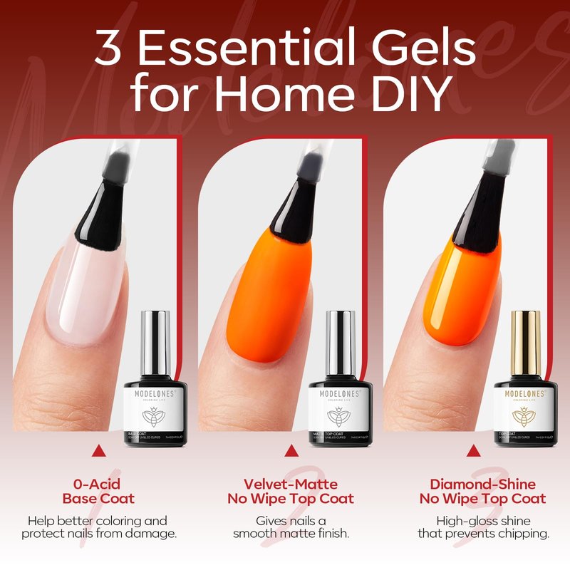 modelones Hema-free Gel Nail Polish Set 15ML 12Pcs,Black Gold White Gel Polish Kit Soak Off Gel Polish Set Manicure Nail Art Salon Home