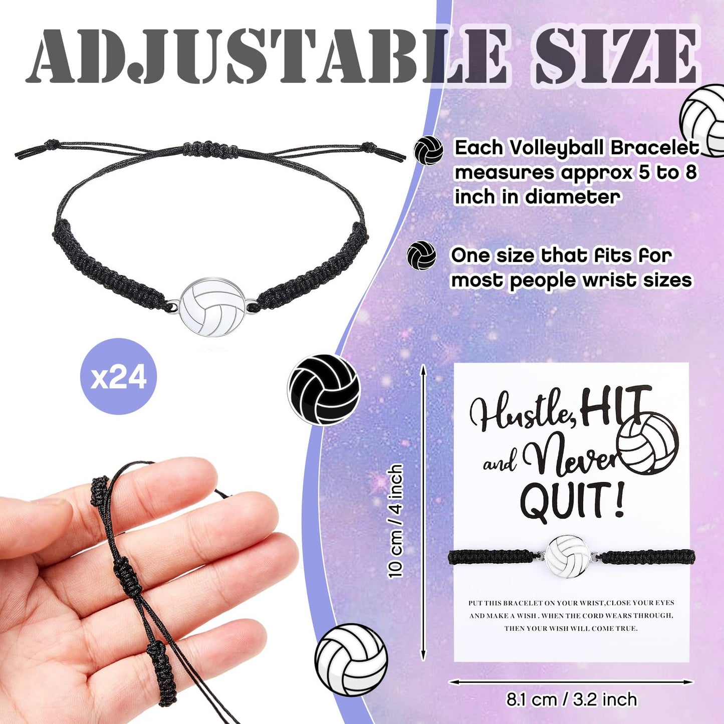 Yuxung 72 Pcs Volleyball Team Gifts for Women Volleyball Party Favors Sports Theme Party Supplies Goodie Bags Hair Scrunchies Adjustable Bracelet Pouches for Players Sports Lovers