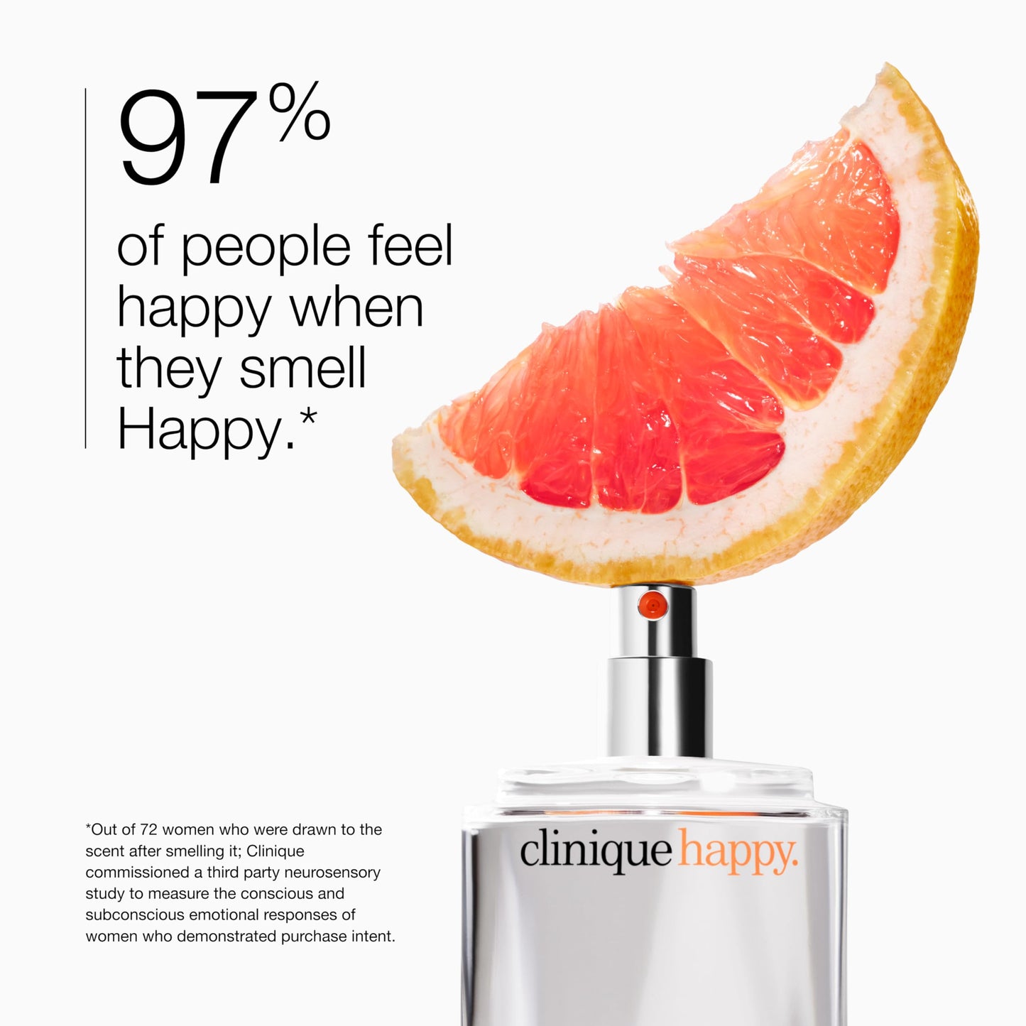 Clinique Happy Eau de Parfum Spray | Notes of Grapefruit, Bergamot, Hawaiian Wedding Flower + Spring Mimosa | Perfumes for Women, Mini Travel Size, 0.34 Fl Oz