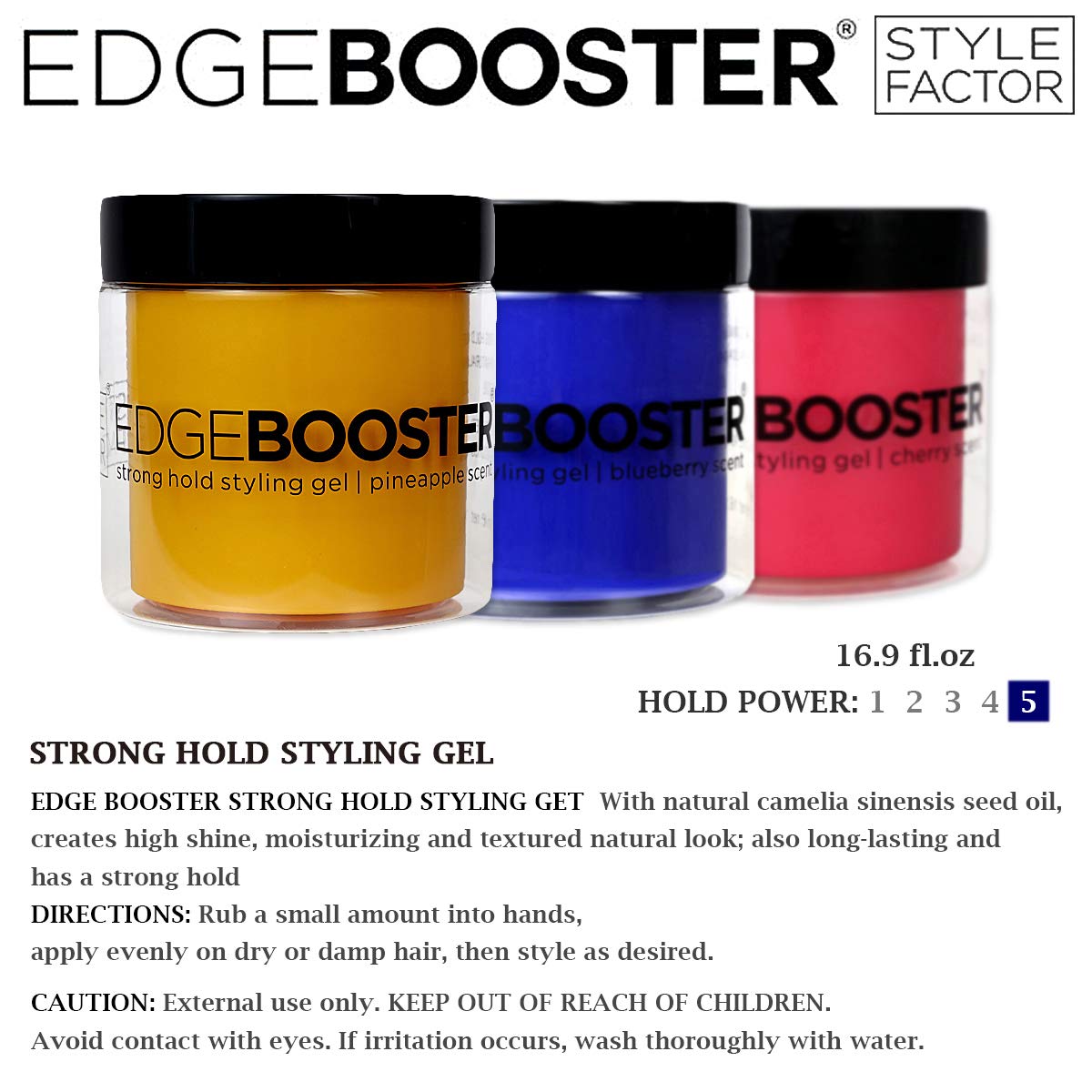 Style Factor Edge Booster Strong Hold Styling Gel, 16.9 Ounce (Lemon Berry)