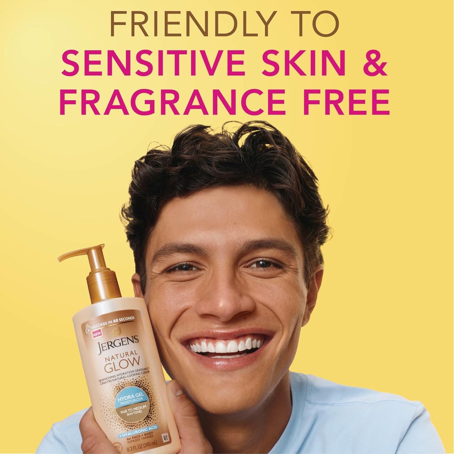 Jergens Natural Glow - Gradual Tanning Lotion with Hyaluronic Acid | Fragrance-Free, 8.3 Fl Oz for Fair to Medium Skin Tone