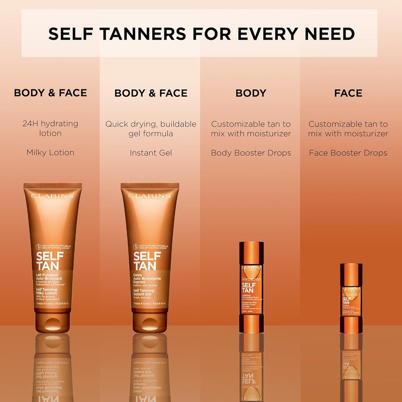 Clarins Self Tanning Face Booster - Natural Tanning Drops for Moisturizer | Hydrating, Streak-Free Tan | 0.5 Oz