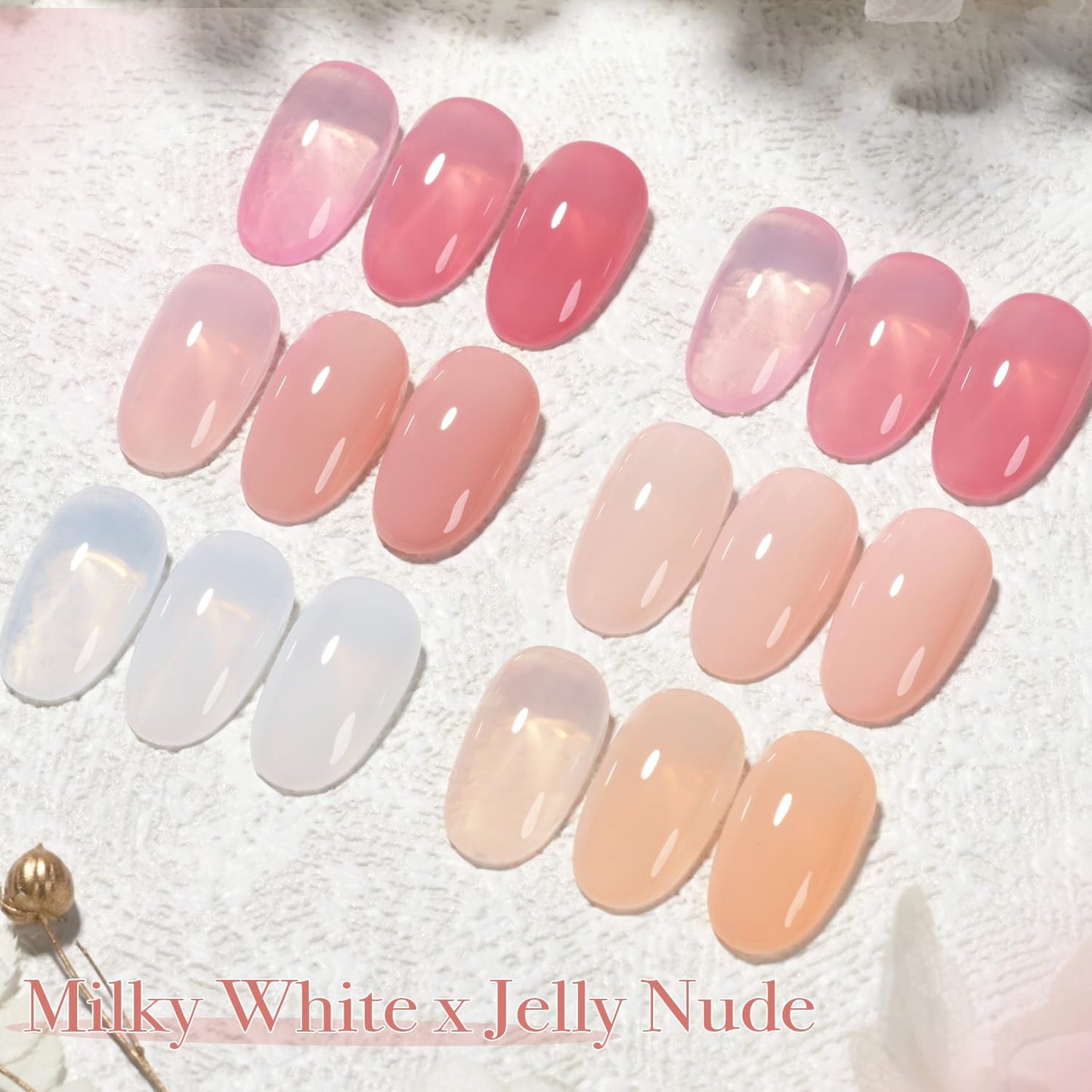 Milky White Jelly Gel Nail Polish Set - 6 Sheer Colors for DIY Nail Art | UV Soak Off