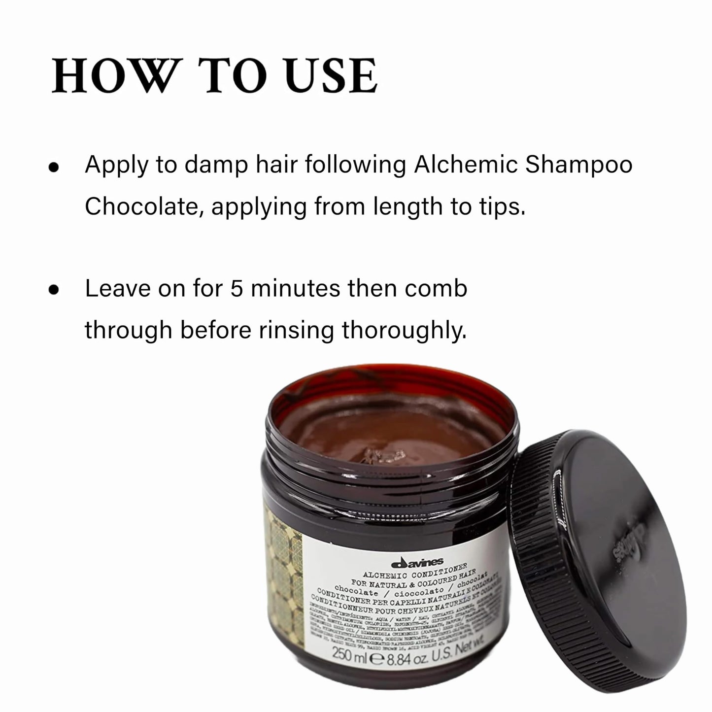 Davines Alchemic Conditioner Chocolate, Color Depositing Cream for Dark Brown & Black Hair - Intensifies & Hydrates Brunette Tones with Jojoba Oil, 8.45 Fl Oz