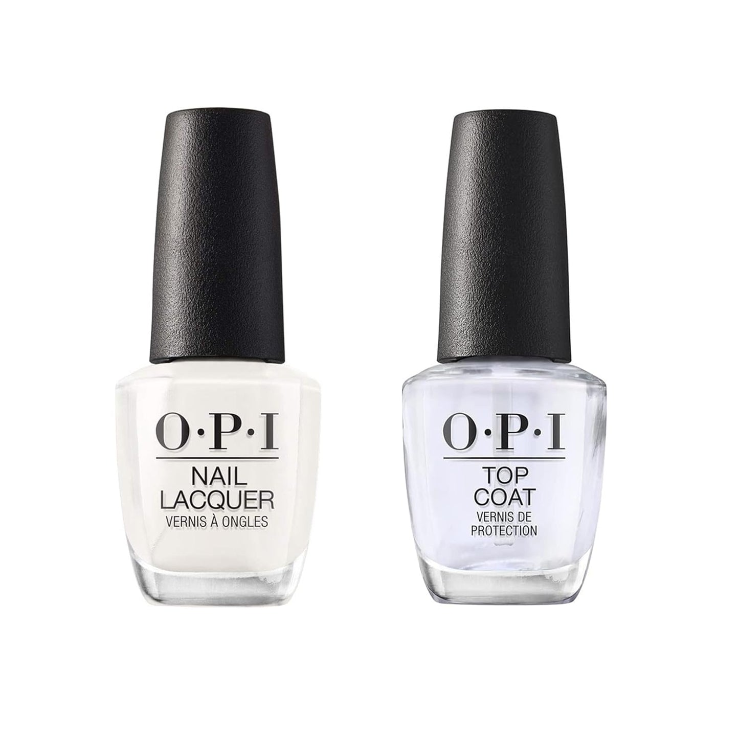 OPI Funny Bunny White Nail Polish Bundle with Top Coat – High Gloss Shine, 0.5 fl oz Each