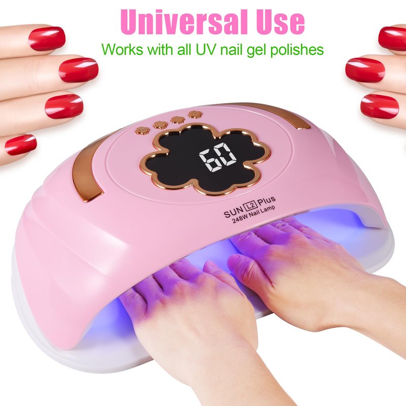 Akuirtoi UV LED Nail Lamp for Two Hand, 248W Large Space UV Light for Nails,45 LED Beads and Professional Manicure Nail Lamp with Automatic Sensor (White)