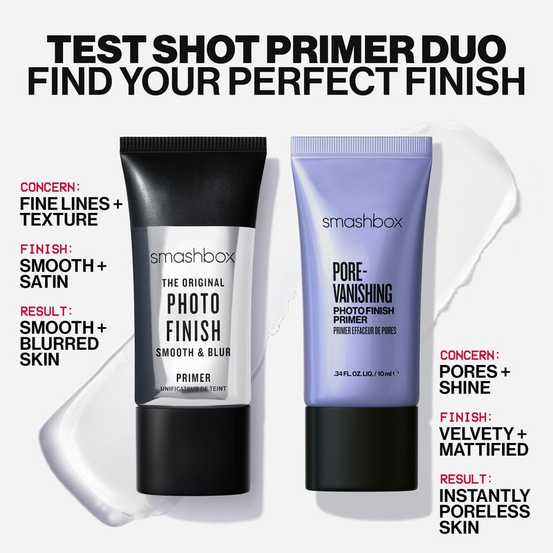 Smashbox Test Shot Primer Duo | Travel Size OG & Pore Vanishing Primer Gift Set | Helps Smooth & Blur Fine Lines and Pores